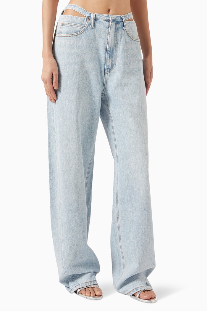 

Detachable Waistband Balloon Jeans in Denim, Blue