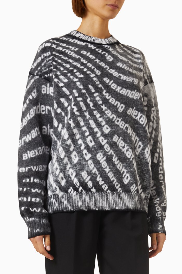 

Wave Logo Oversized Sweater in Cotton, White