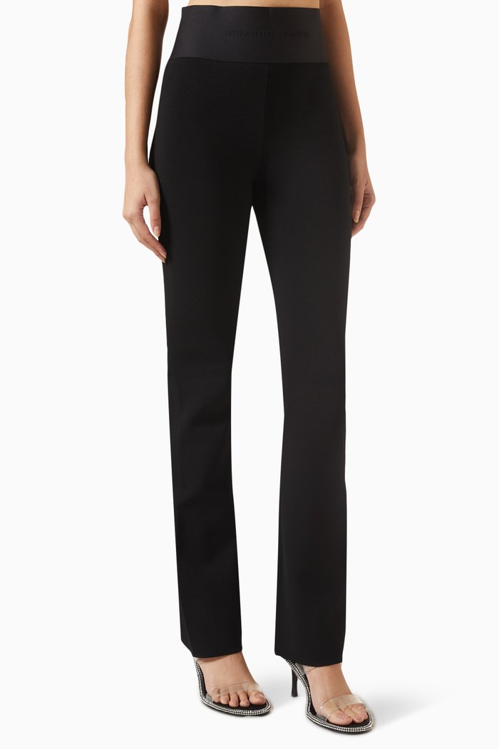 

Logo Bootcut Pants in Compact Matte Viscose, Black