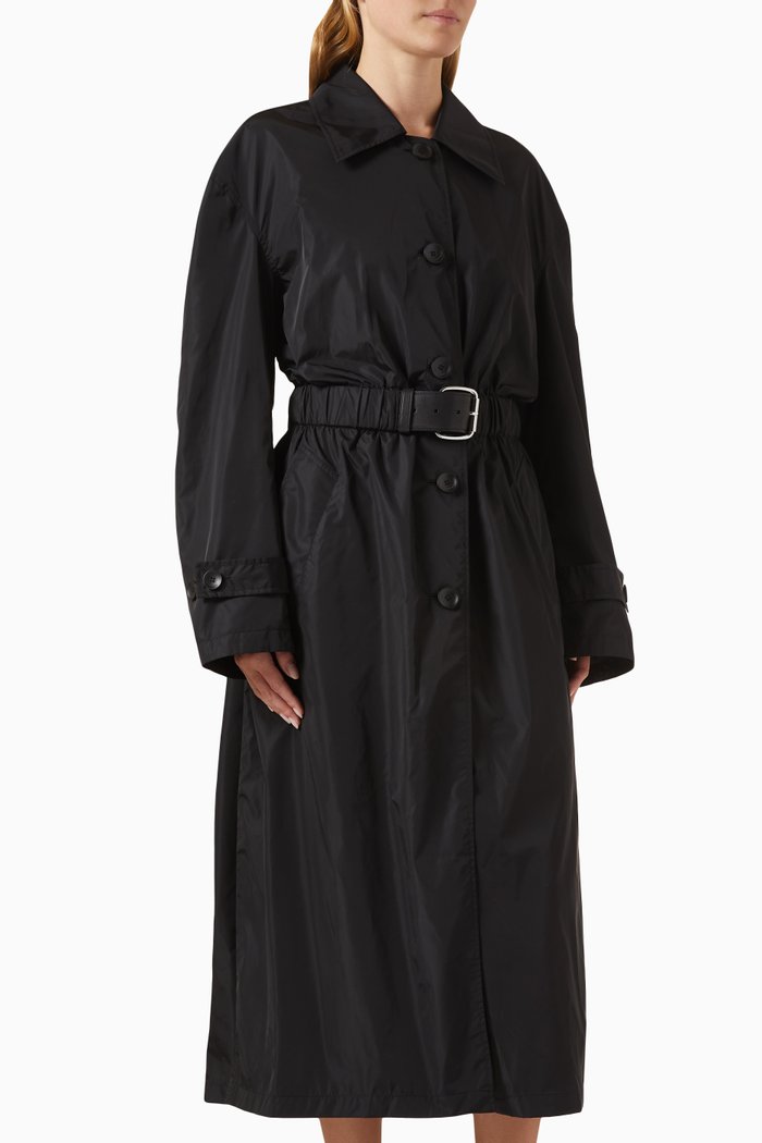 

Belted Car Coat in Nylon, Black