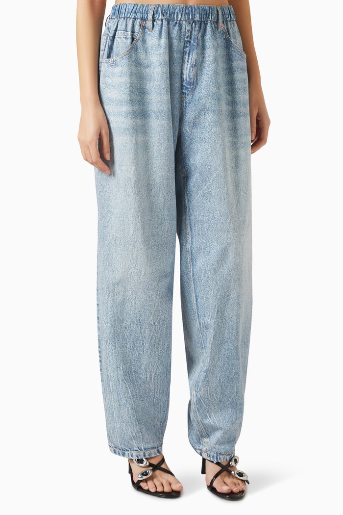 

Denim-print Trackpants in Tech Nylon, Blue