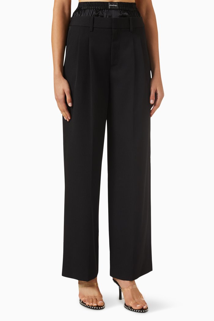 

Low-rise Tailored Pants in Wool, Black