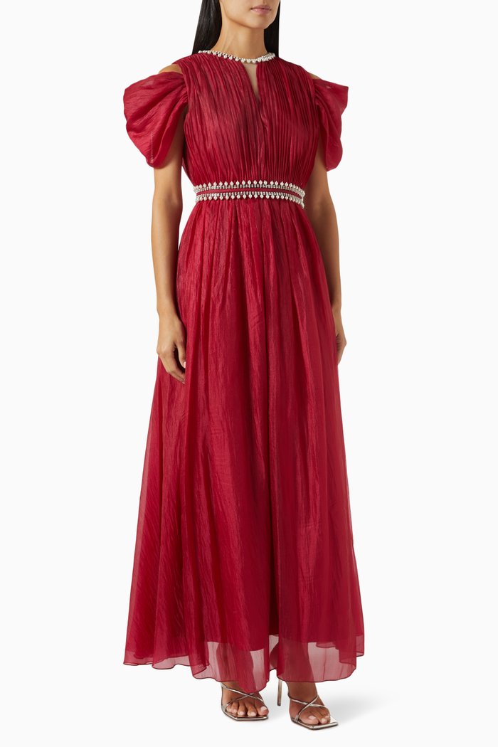 

Pearl-embellished Maxi Dress, Pink