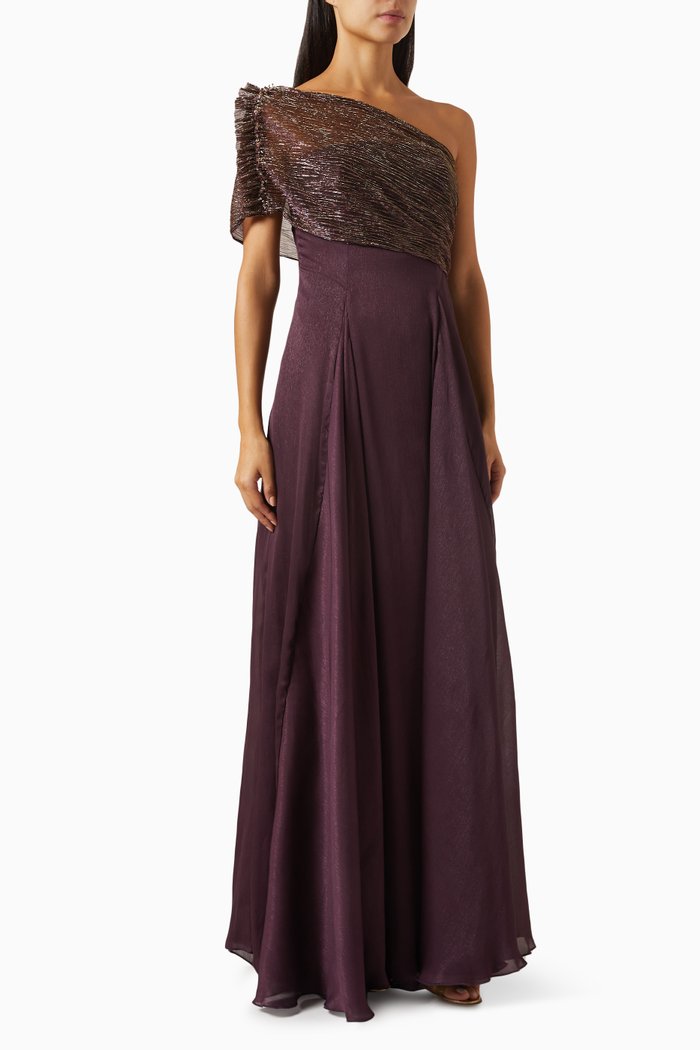 One-shoulder Maxi Dress, Purple
