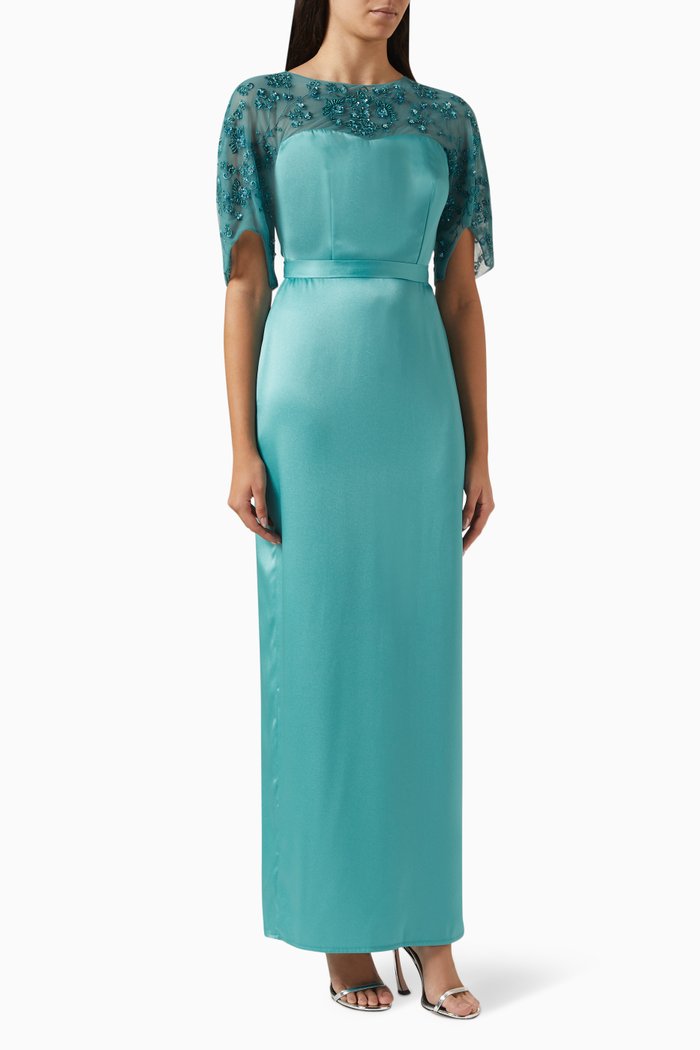 

Sequin-embellished Maxi Dress, Blue