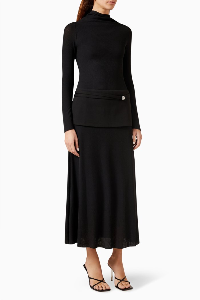 

Minimalist Draped Maxi Dress in Knit, Black