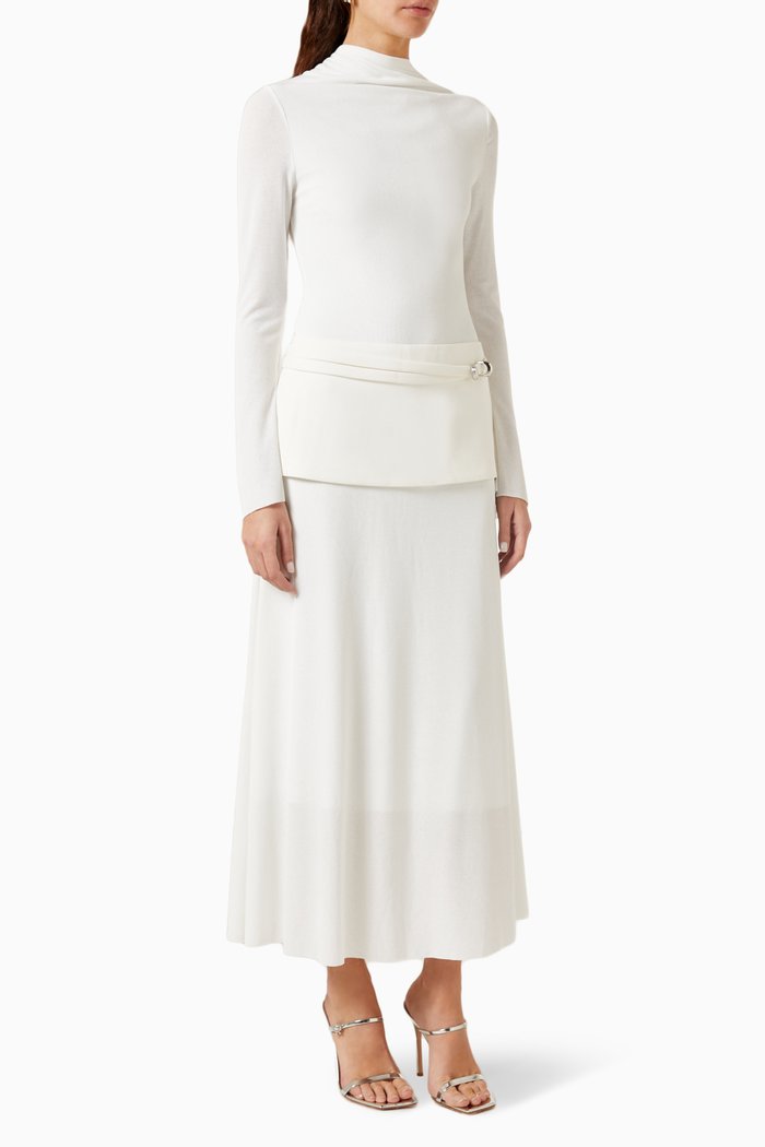 

Minimalist Draped Maxi Dress in Knit, White