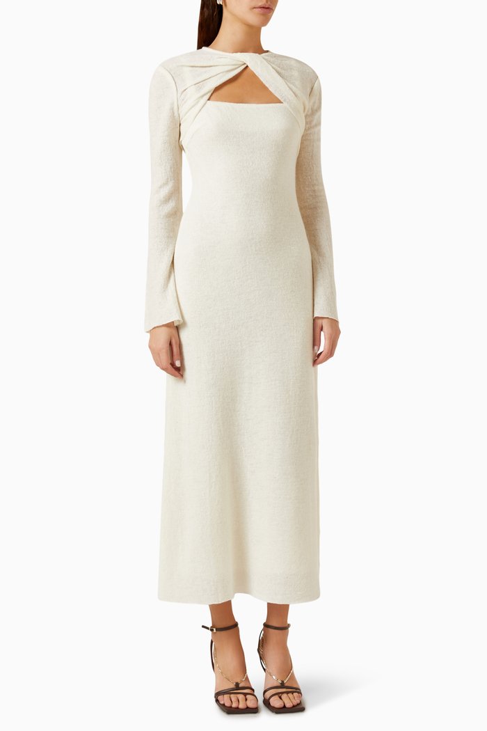 

Keyhole-neck Midi Dress, White