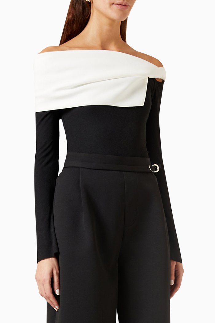 

Off-the-shoulders Bi-colour Top, Black