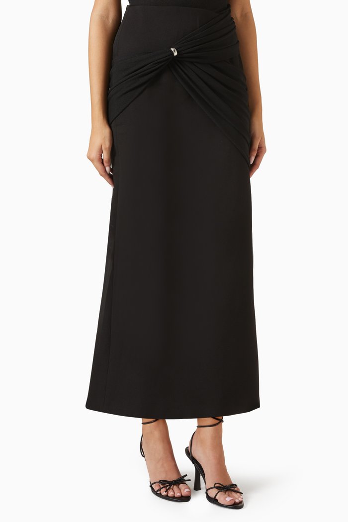 A-shape Asymmetrical Midi Skirt, Black