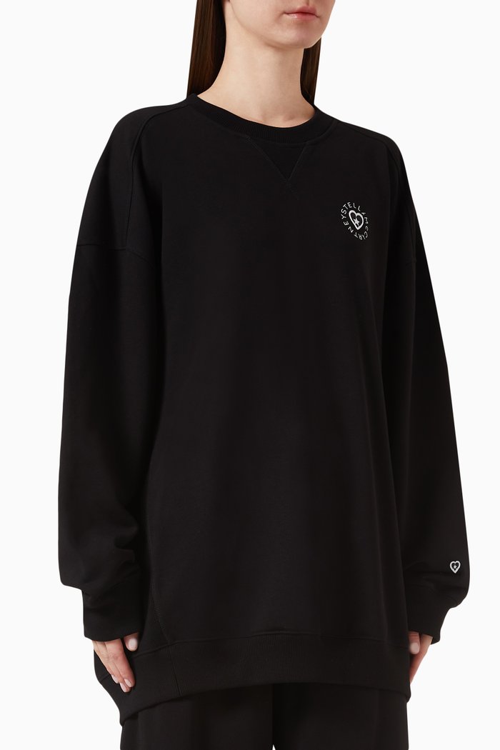 Logo Patch Cocoon Sweatshirt in Cotton, Black