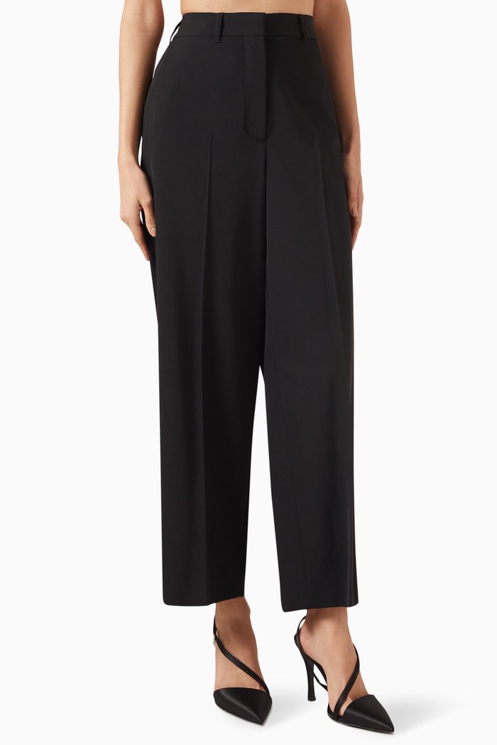 

Cropped Tailored Pants in Wool, Black