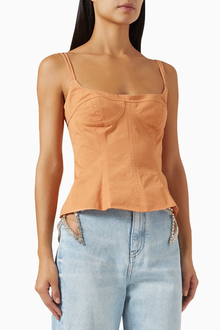 

Garment Dyed Peplum Top in Organic Cotton, Orange