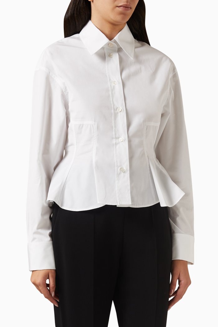 

Peplum Shirt in Organic Cotton, White
