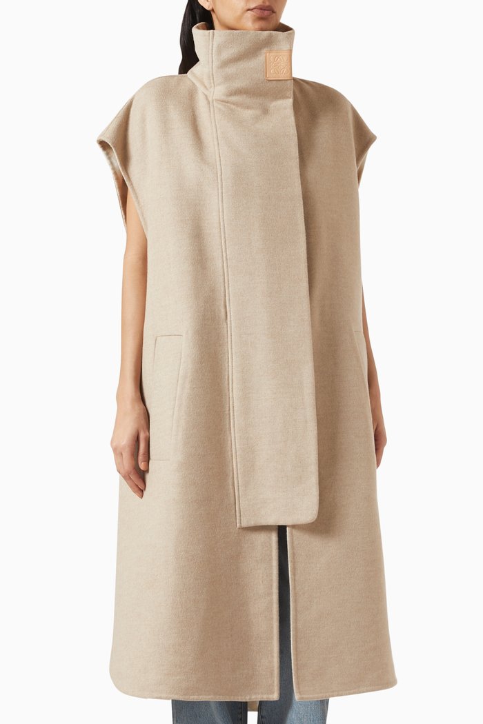 

Cape Coat in Wool, Neutral