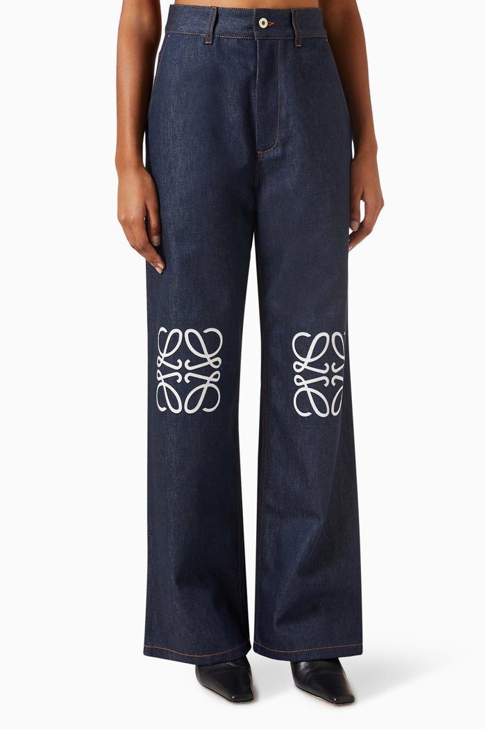 Anagram Baggy Jeans in Denim, Blue