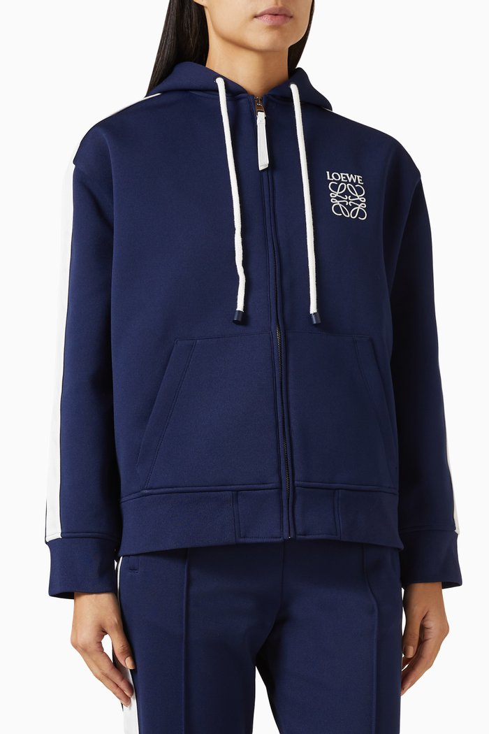 

Hooded Tracksuit Jacket in Technical Jersey, Blue