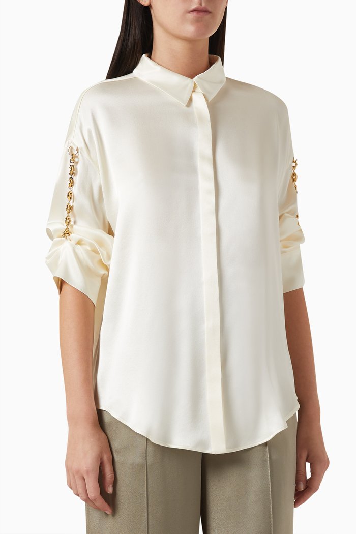 Chain Shirt in Silk-satin, White