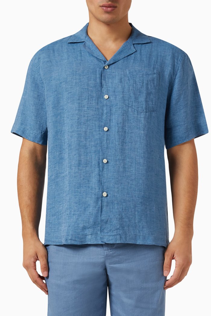 

Angelo Shirt in Linen, Blue