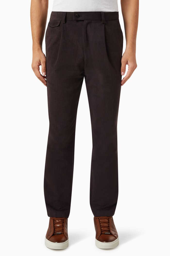 

Tapered-fit Trousers in Cotton, Brown