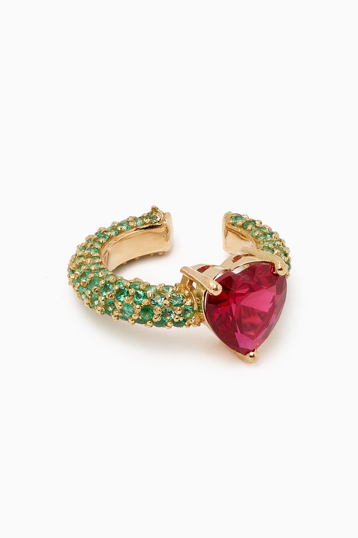 

Ruby & Emerald Single Ear Cuff in 18kt Yellow Gold