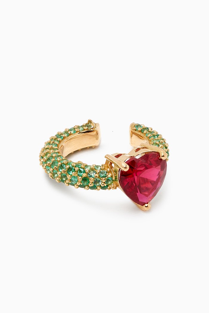 

Ruby & Emerald Single Ear Cuff in 18kt Yellow Gold