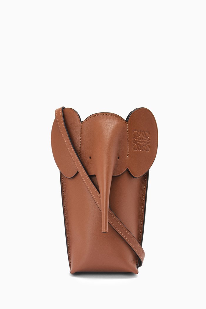 

Elephant Pocket Bag in Classic Calfskin, Brown
