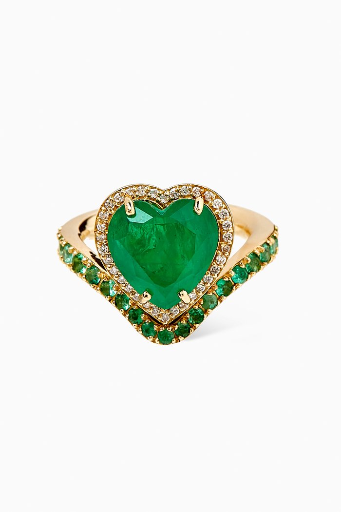 

Emerald & Diamond Ring in 18kt Yellow Gold