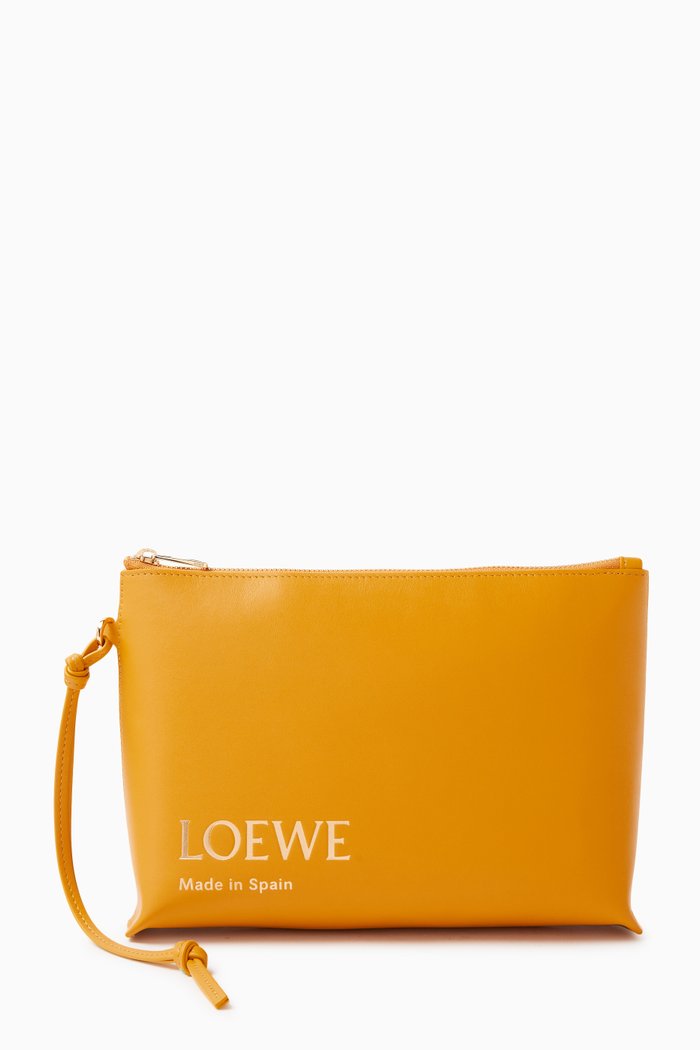 

Embossed LOEWE T Pouch in Shiny Nappa Calfskin, Yellow