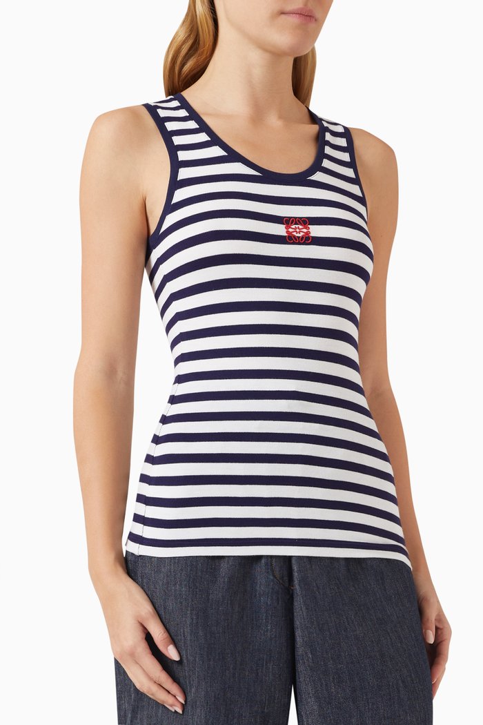 Embroidered-logo Tank Top in Viscose-jersey, White