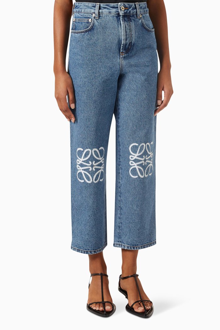 

Anagram Cropped Jeans in Denim, Blue