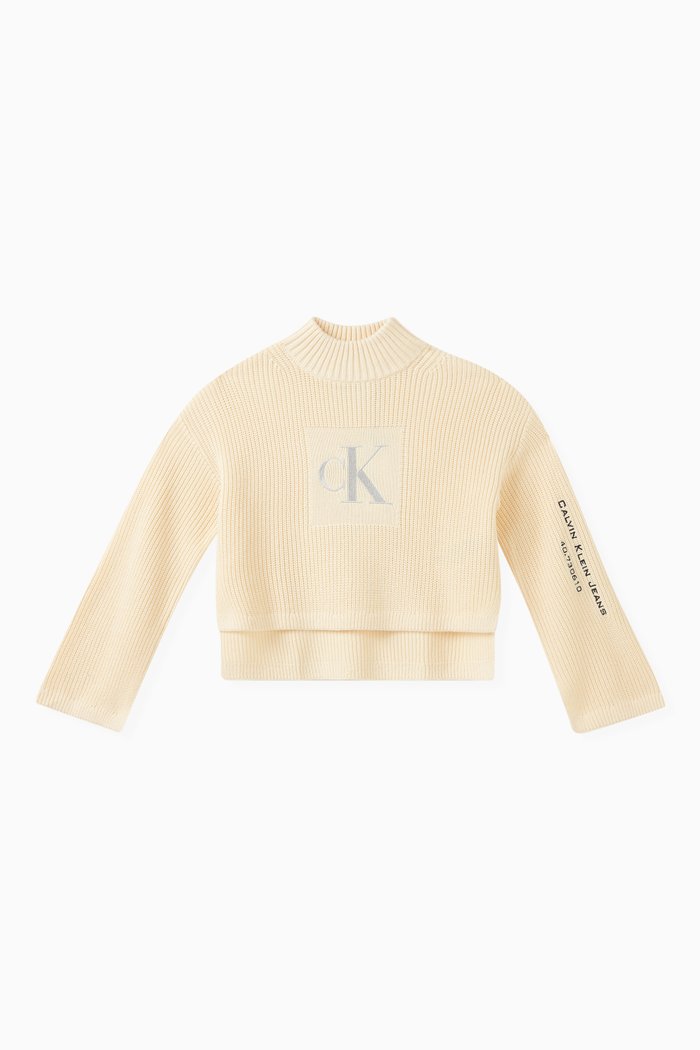 

Oversized Logo Ribbed Sweater in Organic Cotton-knit, Yellow