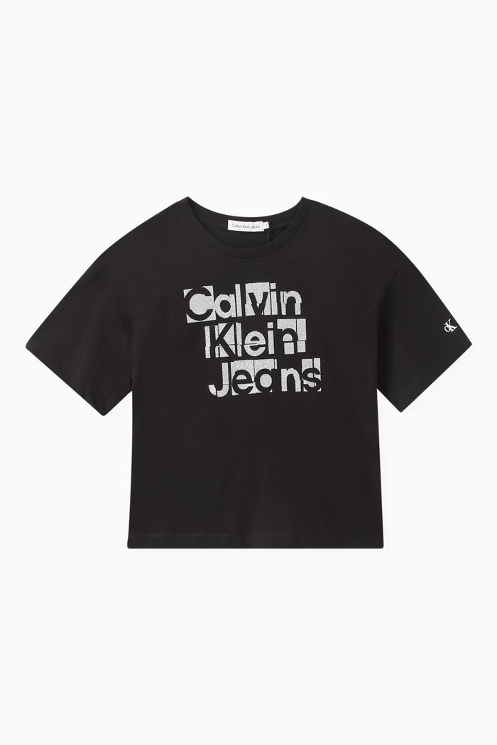 Metallic Logo-print T-shirt in Cotton, Black