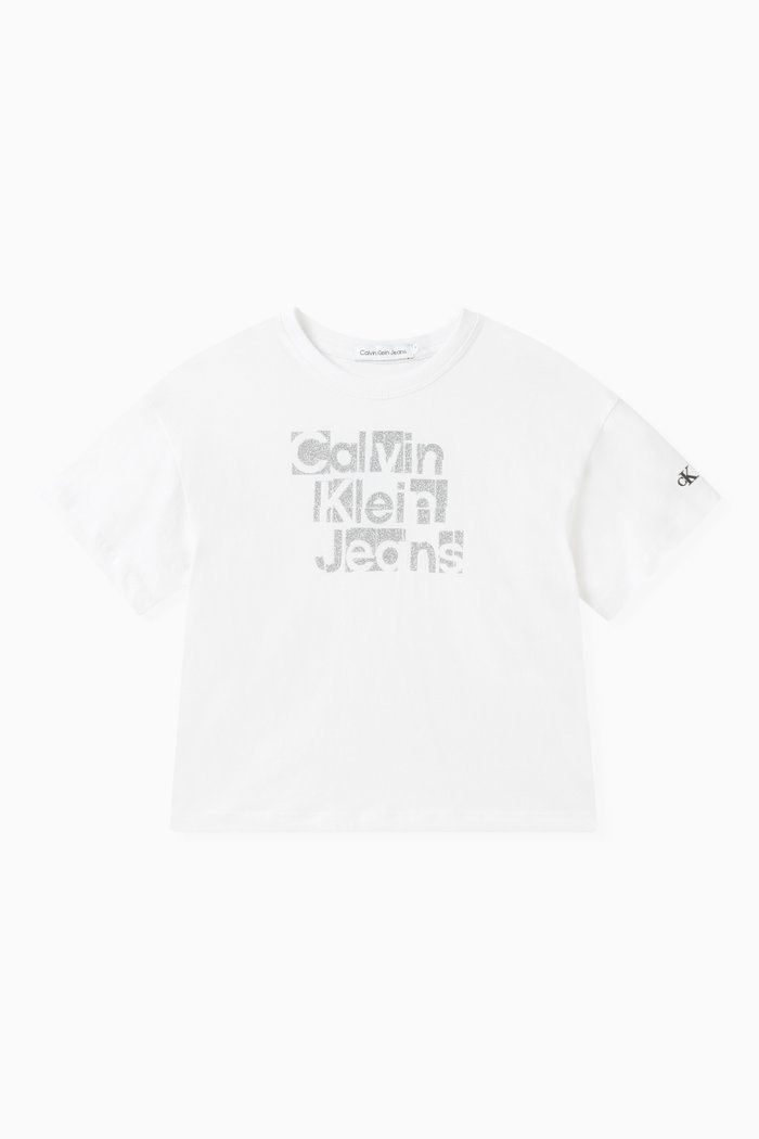 Metallic Logo-print T-shirt in Cotton, White