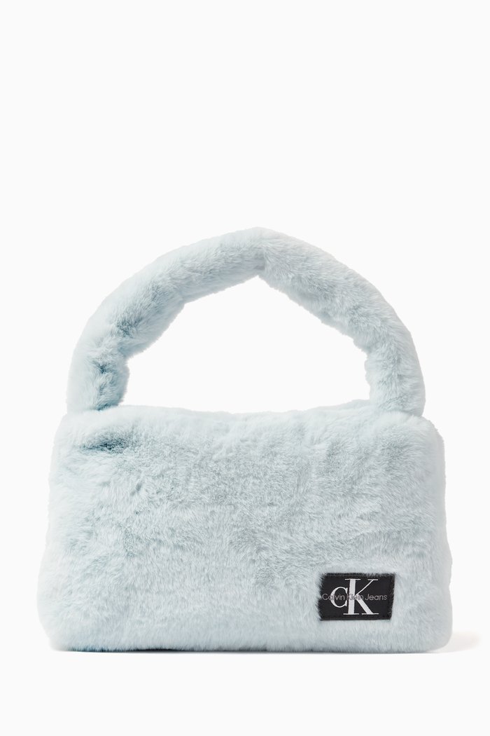 

Logo Hand Bag in Faux Fur, Blue