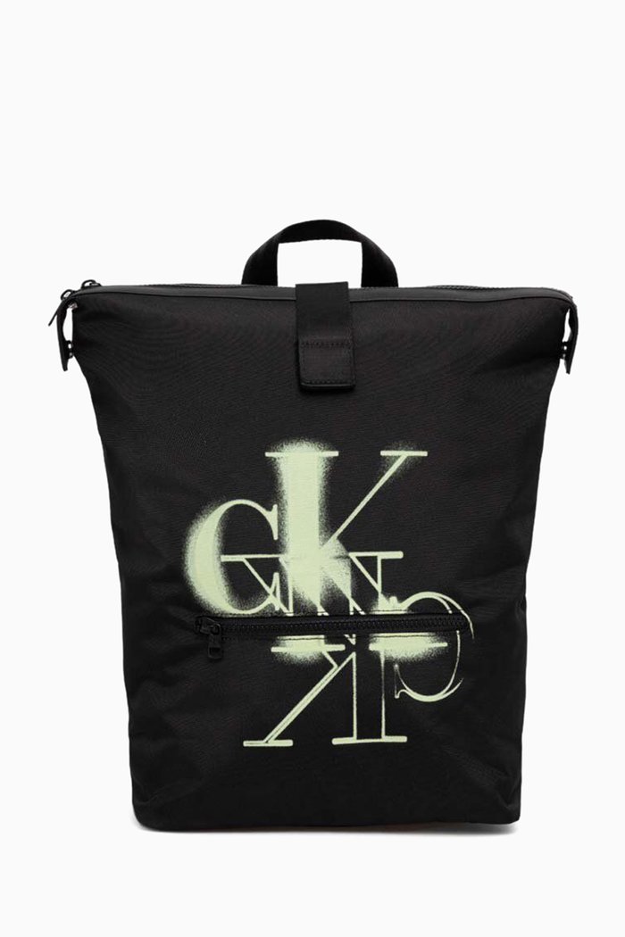 Logo Backpack in Recycled Nylon, Black