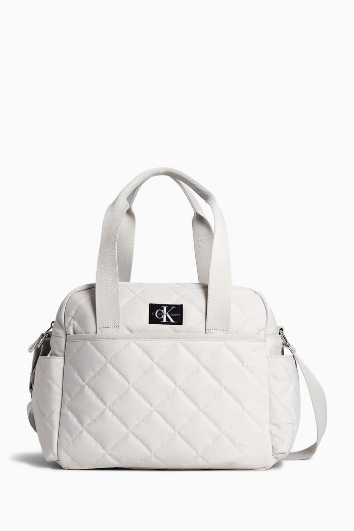 

Puffer Diaper Bag in Quilted Nylon, Grey