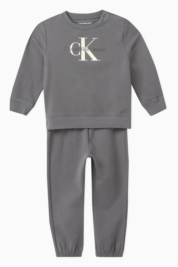 

Logo Tracksuit Set in Stretch Organic Cotton, Grey
