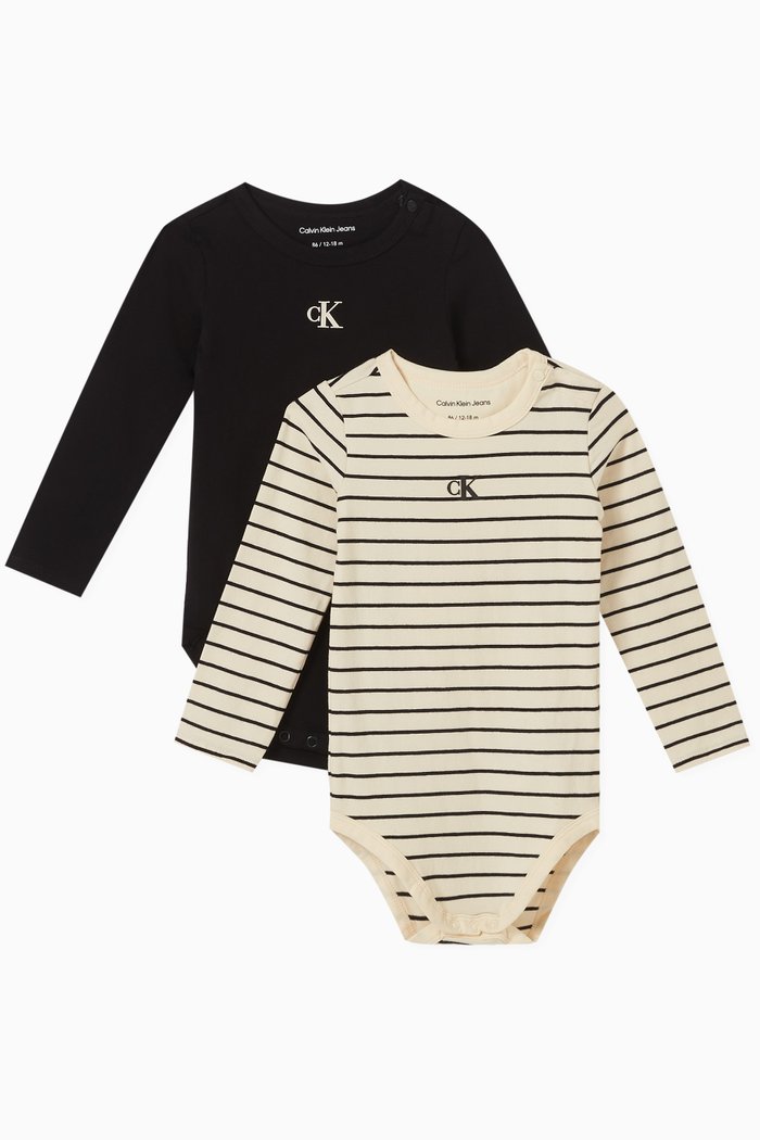 

Logo Bodysuit in Stretch Cotton, Set of 2, Black