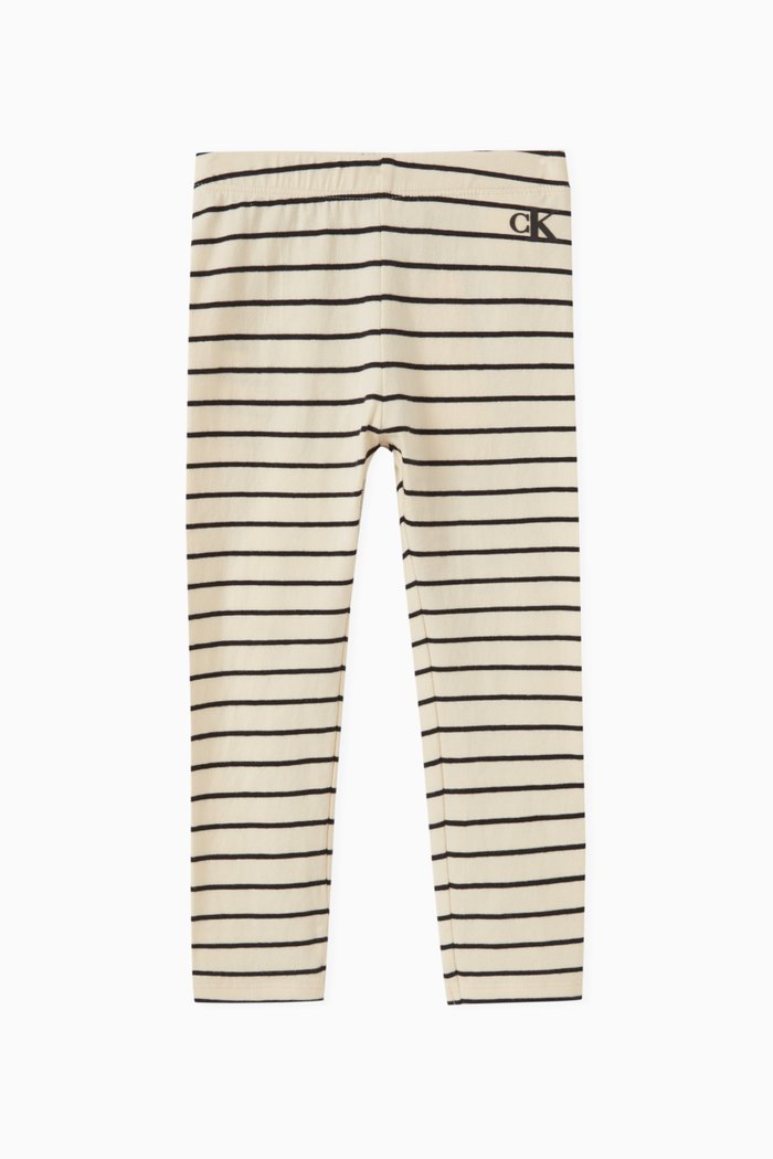 

Striped Leggings in Stretch Cotton, Neutral
