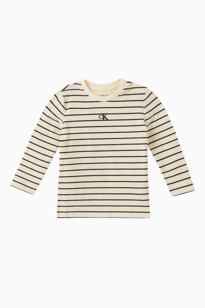 

Striped T-shirt in Stretch Cotton, Neutral