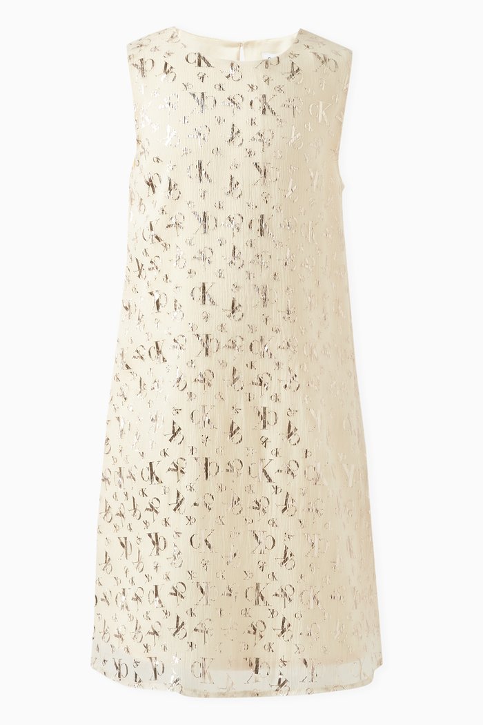 

All-over Metallic Logo Dress, Yellow