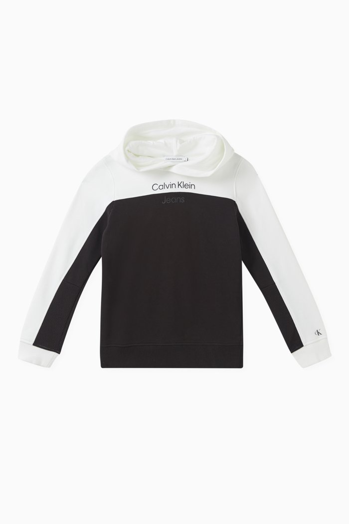 

Colour-block Hoodie in Cotton-terry, Black