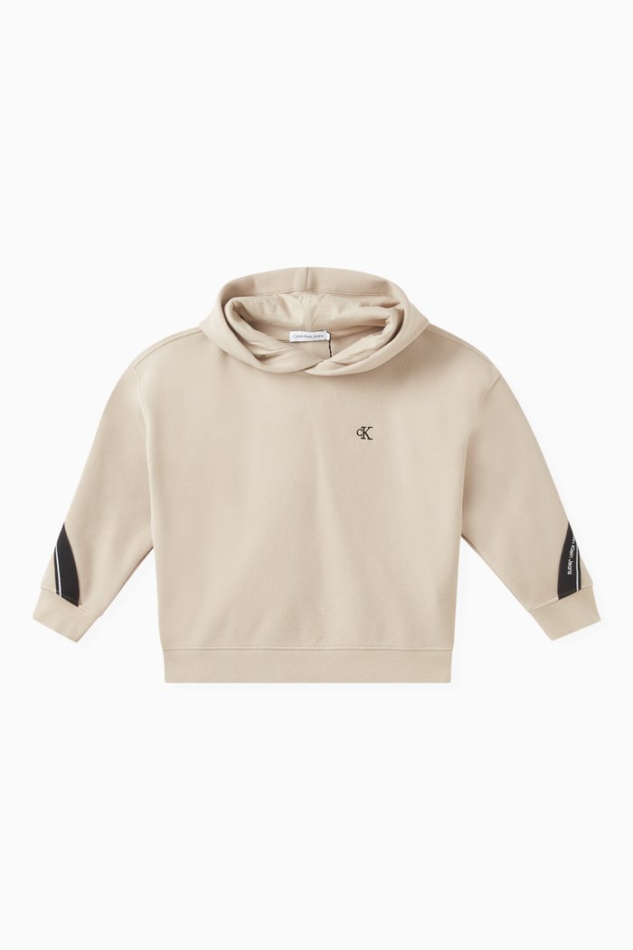 

Logo Tape Hoodie in Pique Interlock, Neutral
