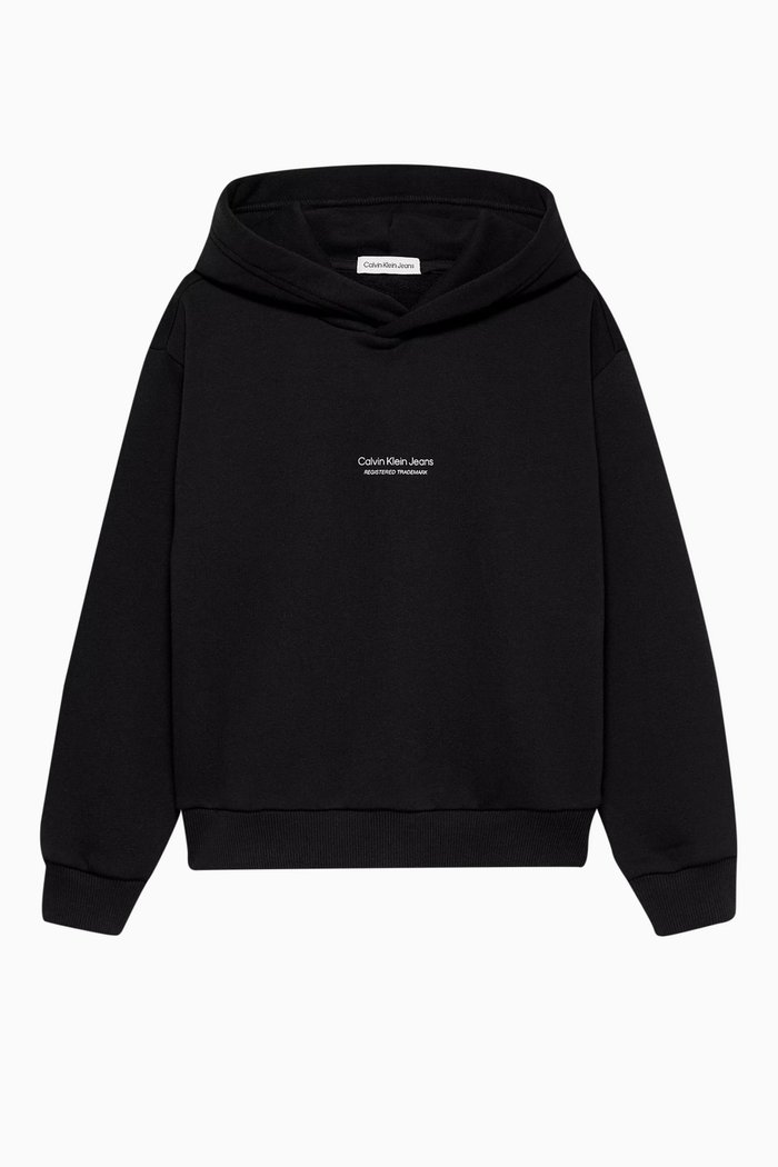 

Relaxed Logo Hoodie in Terry, Black