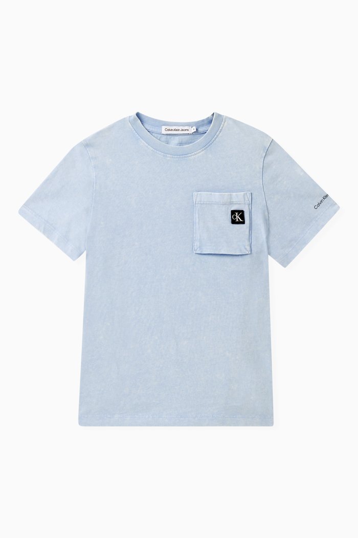 

Vintage Wash Pocket T-shirt in Cotton-jersey, Blue