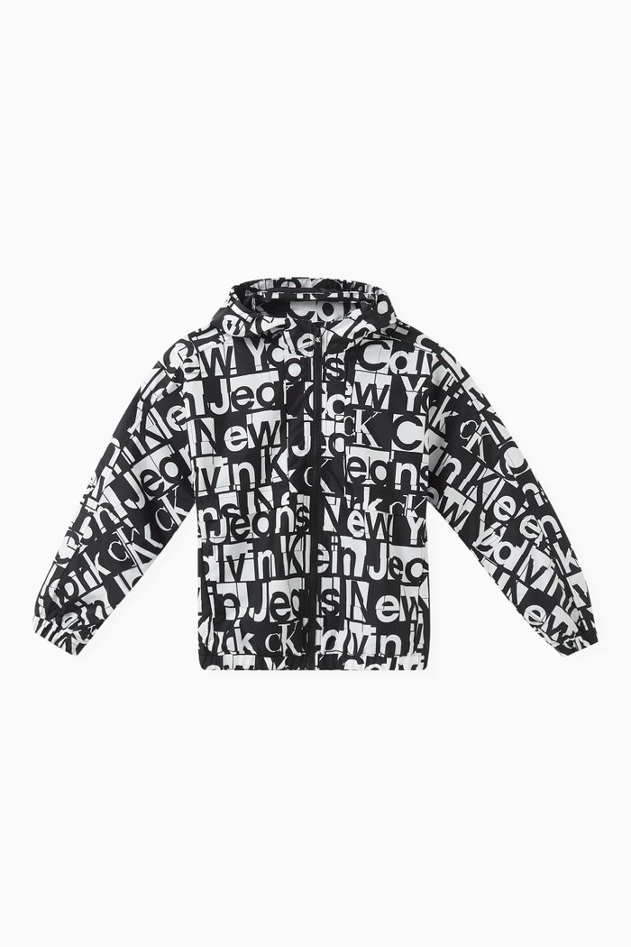 

All-over Logo Grid Windbreaker Jacket in Nylon, Multicolour