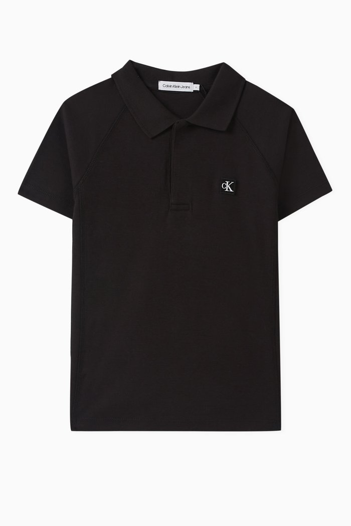

Logo Patch Polo Shirt in Cotton-jersey, Black
