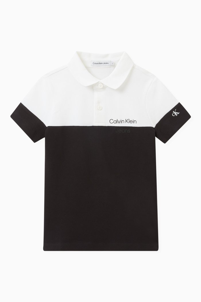 

Colour-block Polo Shirt in Pique-cotton, Black
