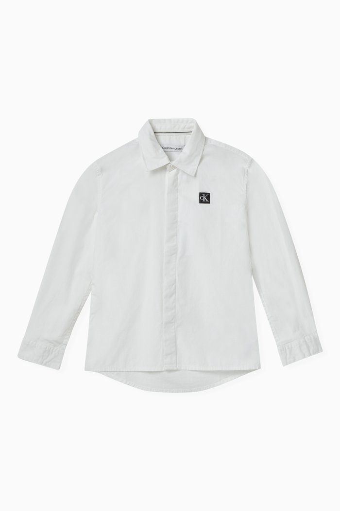 

Logo Patch Shirt in Poplin, White
